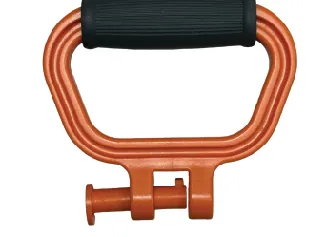 Peg inserted halfway into the handle's peg legs