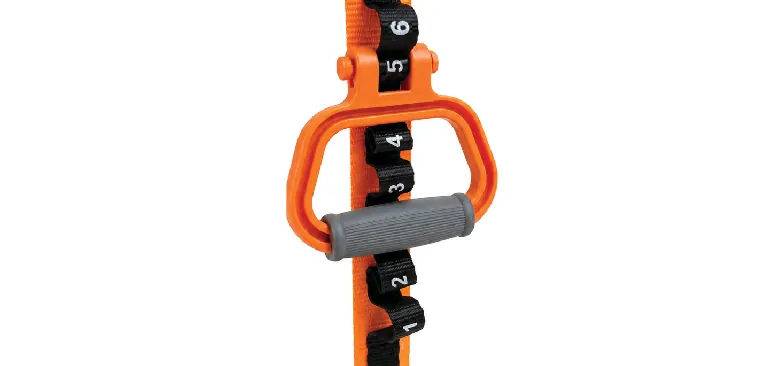 Orange handle clipped onto one of the numbered daisy-chain loops